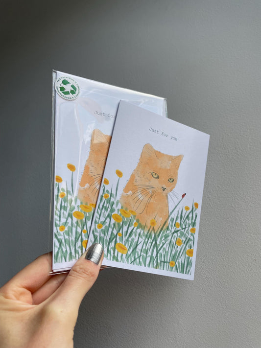 Ginger cat A6 Cards, set of 3: animal lover, Handmade, FAST DELIVERY