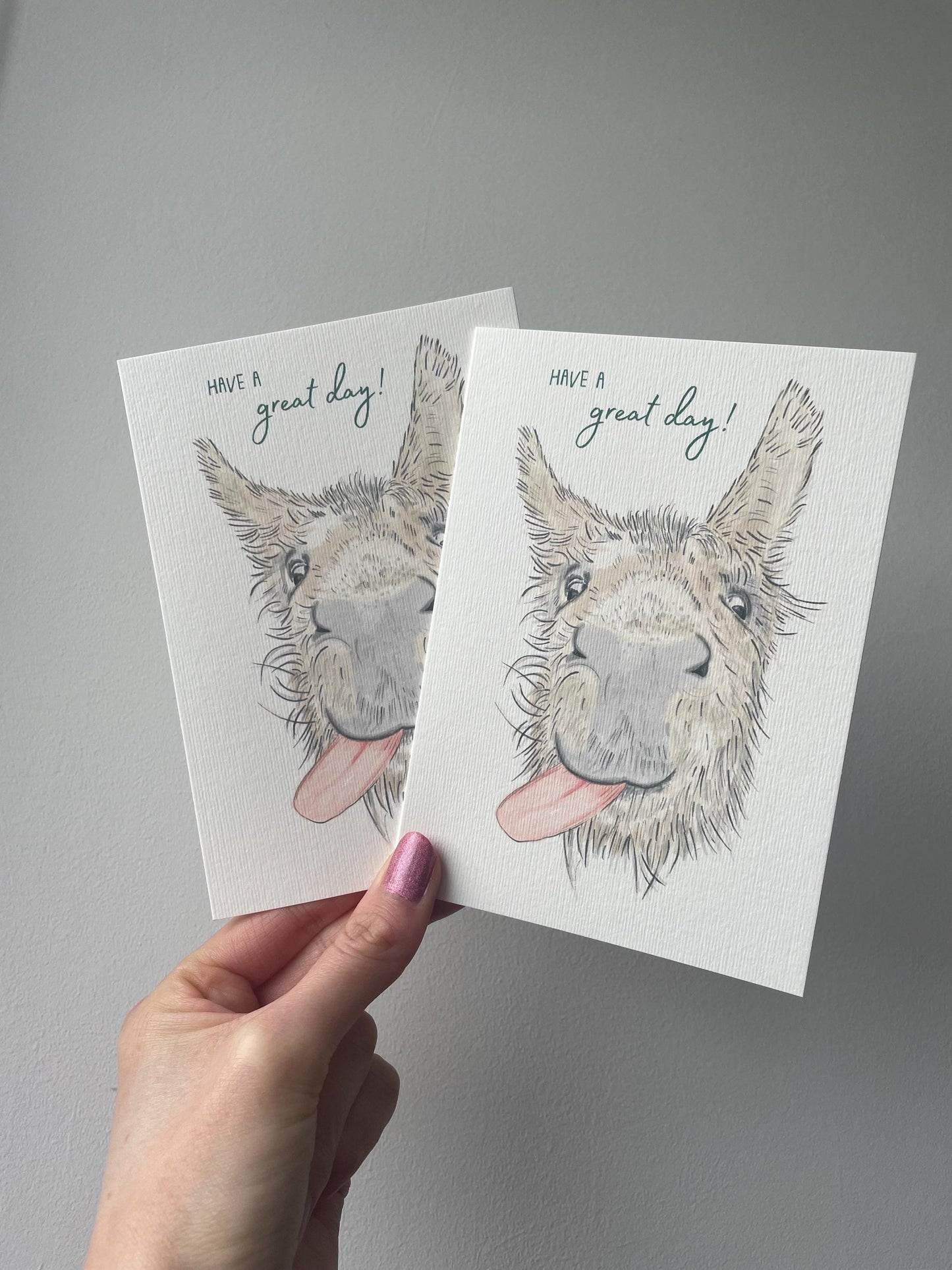 Donkey A6 Cards, pack of x3: Handdrawn, animal lover, great special day, FREE DELIVERY