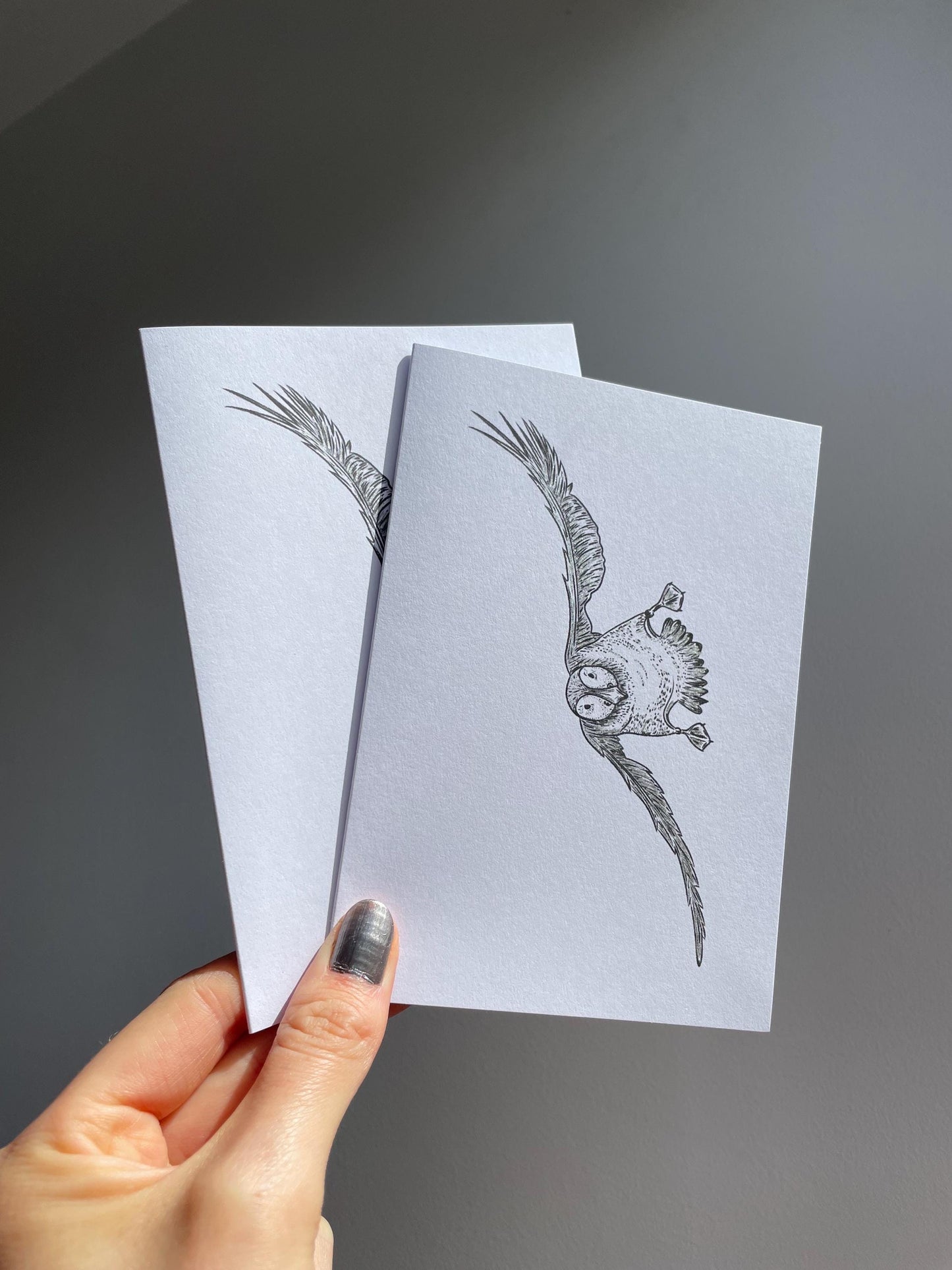 Puffin A6 Cards, set of 3: graphic style, handmade, with silver details, FAST DELIVERY