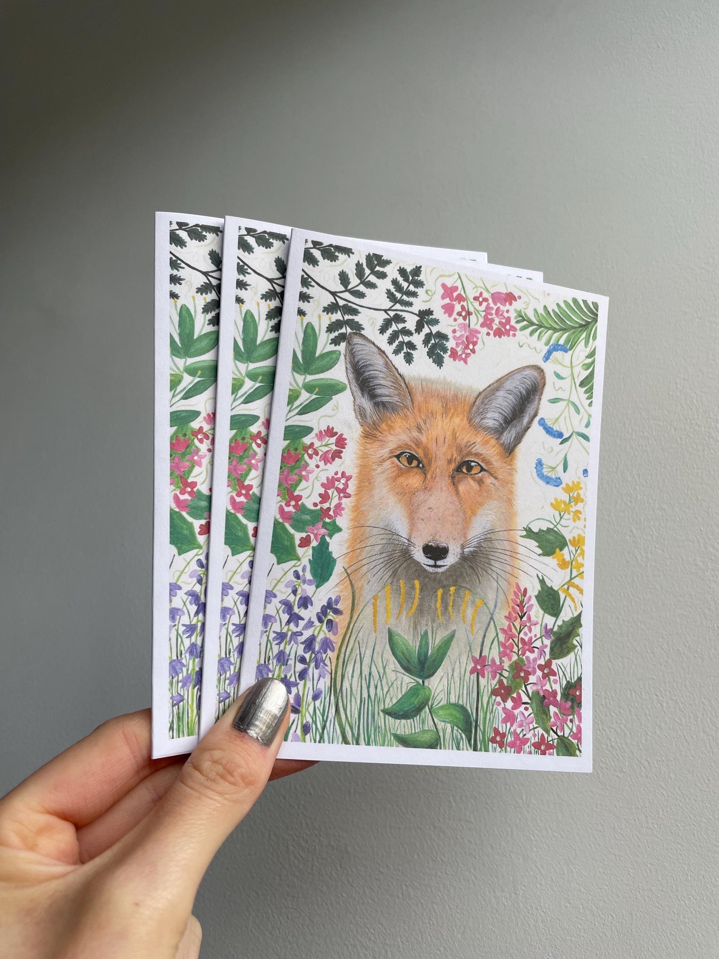 Foxy A6 Cards, set of 3: Painting, Handmade