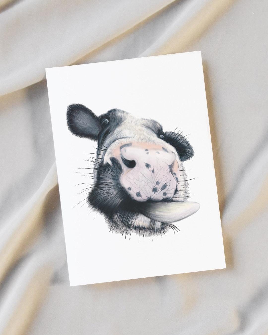 Cow A6 Cards, set of 3: Handmade, FAST DELIVERY