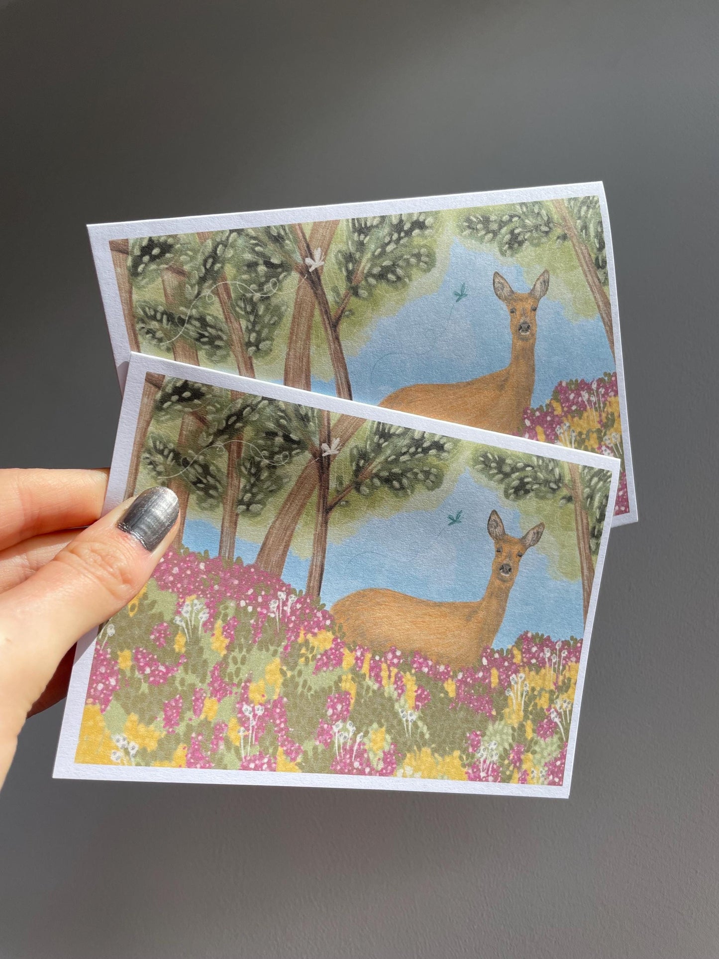 Deer A6 Cards (Set of 3) - Handmade Animal Art Card, FAST DELIVERY