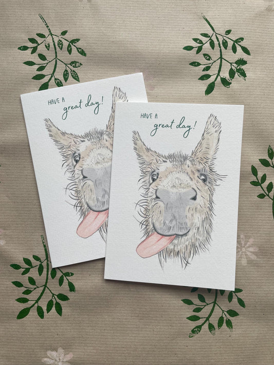 Donkey A6 Cards, pack of x3: Handdrawn, animal lover, great special day, FREE DELIVERY