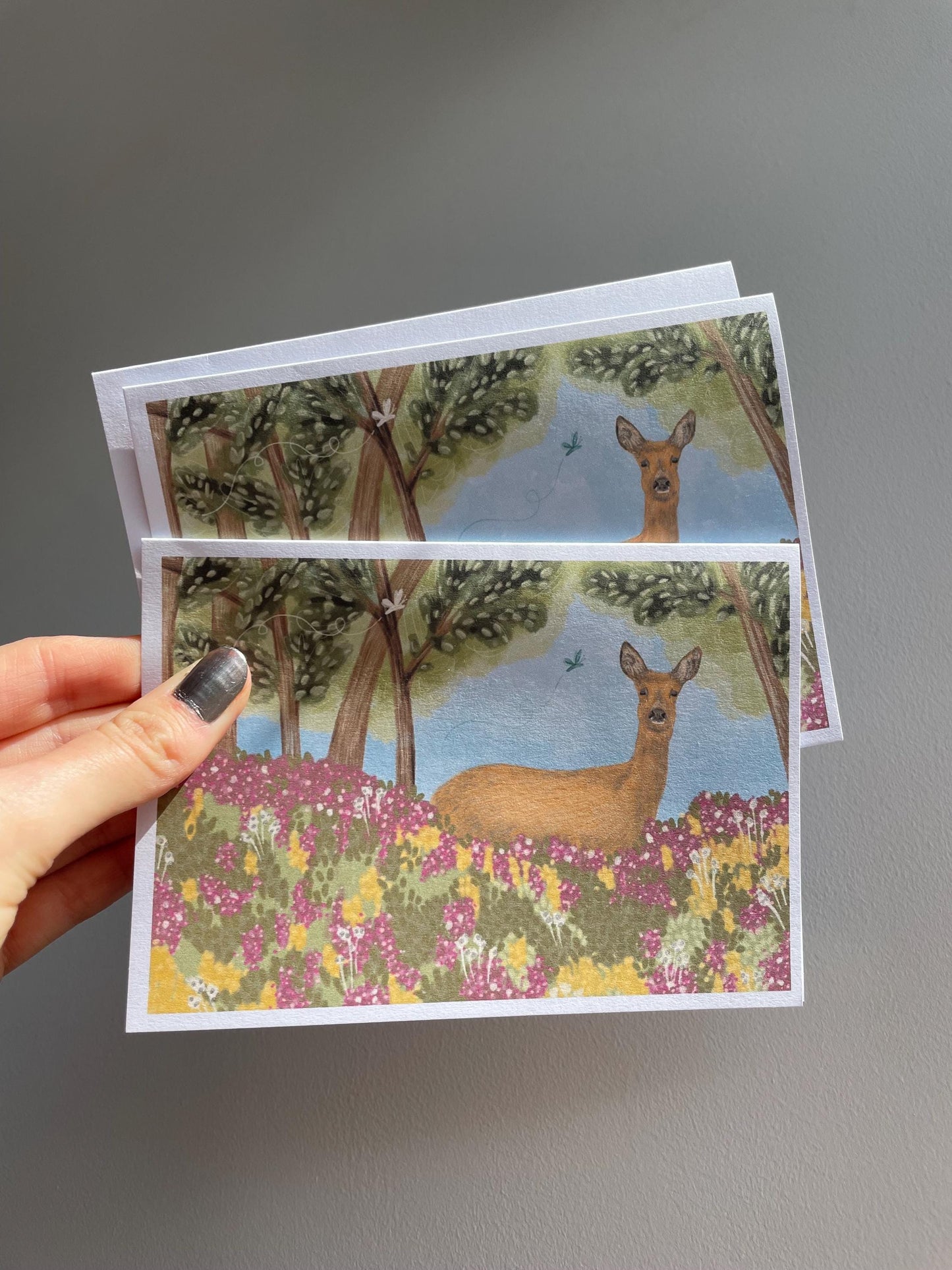 Deer A6 Cards (Set of 3) - Handmade Animal Art Card, FAST DELIVERY
