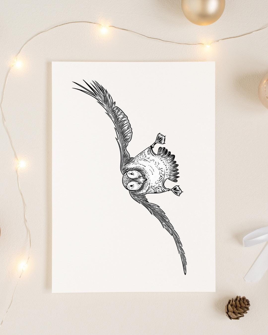 Puffin A6 Cards, set of 3: graphic style, handmade, with silver details, FAST DELIVERY