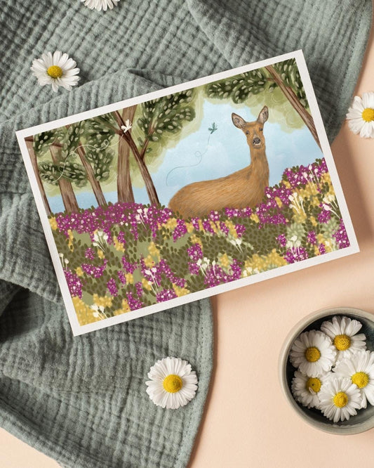 Deer A6 Cards (Set of 3) - Handmade Animal Art Card, FAST DELIVERY