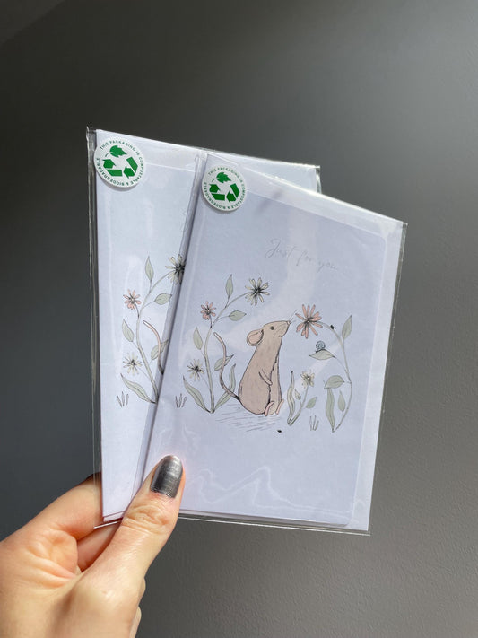 Mouse A6 Cards, set of 3: Handmade, FAST DELIVERY