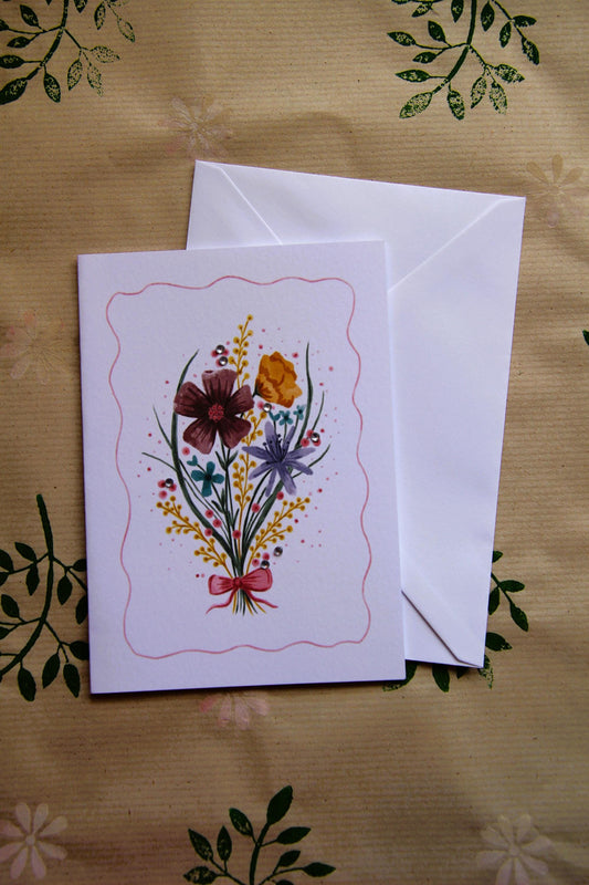 Floral bouquet A6 Cards, set of 3: Mother’s Day greeting card, flowers, Handmade